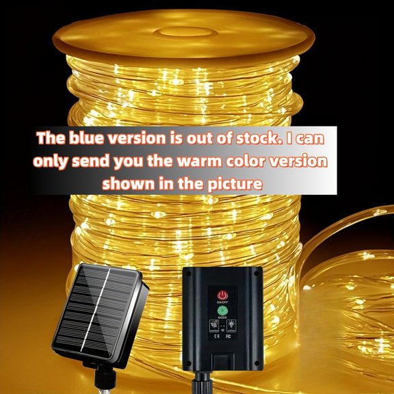 196ft/60m 600 LED Solar Rope Lights, 8 Lighting Modes, Auto Timer, Waterproof, Ideal for Bedroom, Garden, Wedding, Birthday Party & Romantic Decor