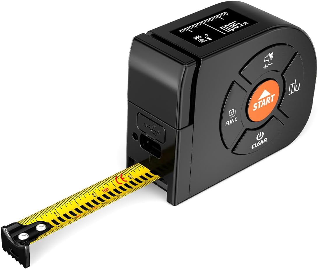 196ft/60m Laser Tape Measure, 3-in-1 Digital Distance Meter with 16ft ...