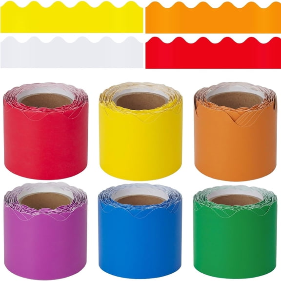 197 Feet Bulletin Board Borders,Colorful Scalloped Borders Bulletin Board Border Decorative,Borders Trim for Classroom Decor, Office,Bright Scalloped Trim for Bulletin Boards, Wall & Theme Supplie