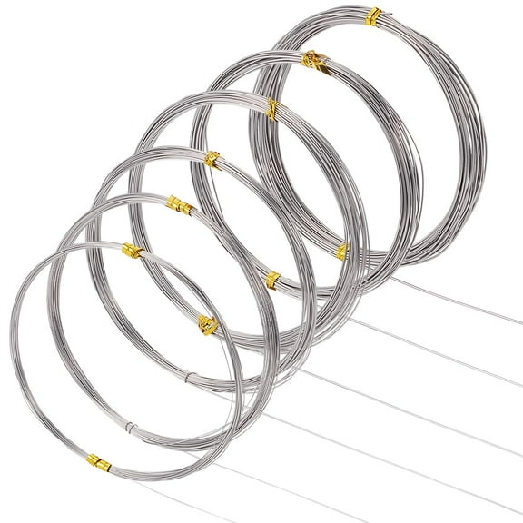 197 Ft 316 Stainless Steel Wire 6 Sizes 28/26/24/22/21/20 Gauge Round Bailing Snare Wire Small Jewelry Making Wire for DIY Manuals Arts Crafts Jewellery Making DIY
