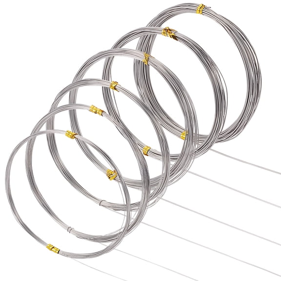 197 Ft 316 Stainless Steel Wire 6 Sizes 28/26/24/22/21/20 Gauge Round Bailing Snare Wire Small Jewelry Making Wire for DIY Manuals Arts Crafts