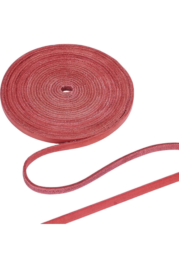 197 Inch Red Brown Flat Genuine Leather Cord Leather String Full Grain Cord Lace Cowhide Leather Strips for Jewelry Making Craft Projects Belts Keychains FireBrick DIY