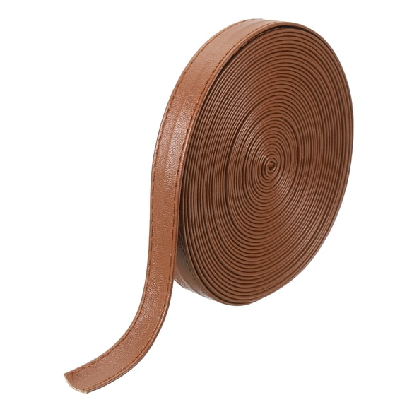 197 Inches Double Sided PU Leather Strap, 0.47 Inches Wide Flat Leather Strips Cord String for Clothing Bag DIY Craft Making (Brown)