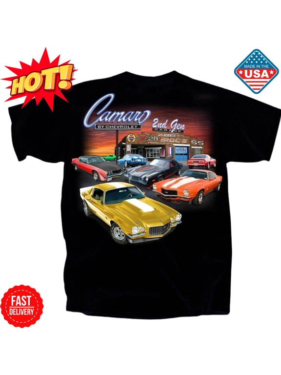1970-1981 Classic Muscle Car T-Shirt, Retro Garage Style Black Graphic Tee