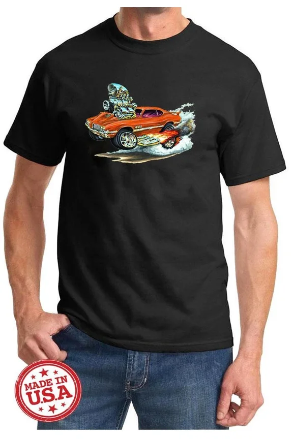 1970-72 Olds 442 Cutlass Hardtop Full Color Cartoon Tshirt NEW FREE SHIPPING