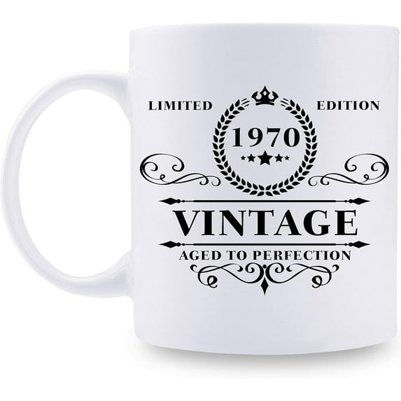 1970 Birthday Gifts for Women Men - 1970 Vintage 11 oz Coffee Mug - Great 1970 Birthday Gifts for Dad Mom Uncle Aunt Cousin Friend Sister Brother Coworker
