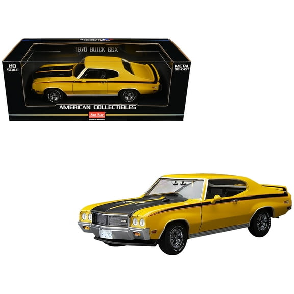 1970 Buick GSX Yellow with Black Stripes "American Collectibles" Series 1/18 Die Cast Model Car by Sun Star