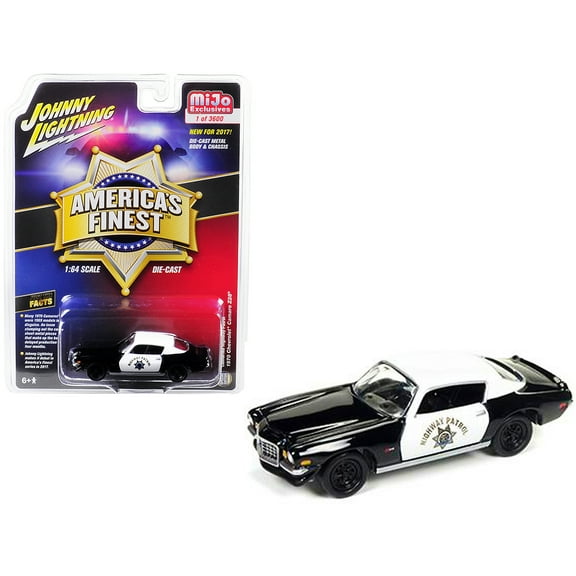 1970 Chevrolet Camaro Z28 California Highway Patrol CHP Black & White Ltd Ed 3600 pcs 1/64 Diecast by Johnny Lightning