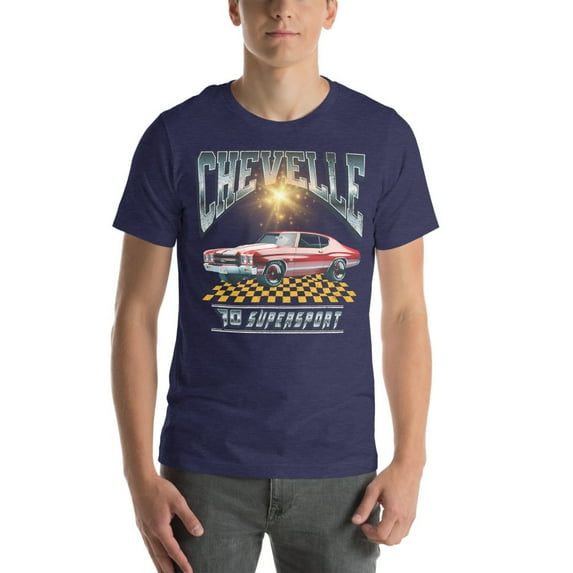 1970 Chevrolet Chevelle SS 454 | Vintage 70's Era Auto Shirt (Heather Midnight Navy, 4XL)
