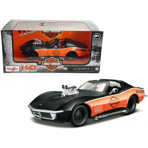 1970 Chevrolet Corvette Harley Davidson Black/Orange 1/24 Diecast Model Car by Maisto