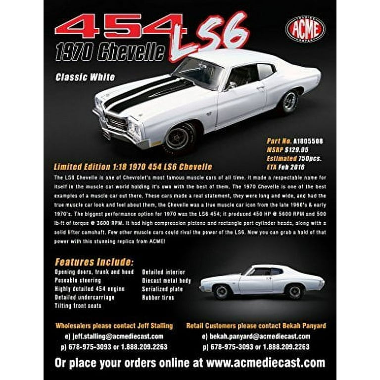 ミニカー ACME 1/18 Chevrolet Chevelle 454 SS ACME 1/18 - CHEVROLET Chevelle SS 454 - 1970 - Five Diecast