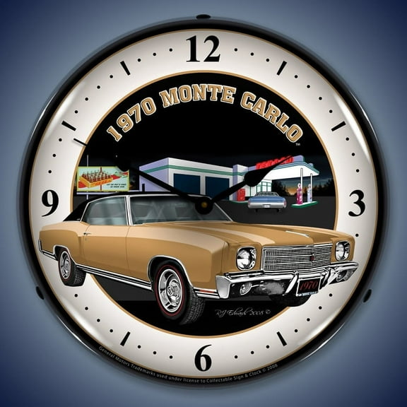 1970 Chevy Monte Carlo Wall Clock, Lighted, Texaco