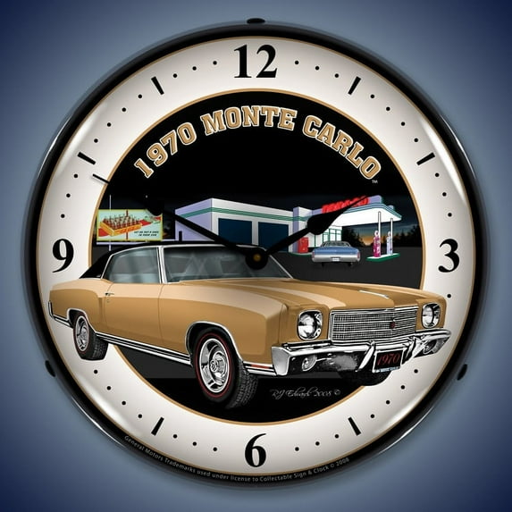 1970 Chevy Monte Carlo Wall Clock, Lighted, Texaco