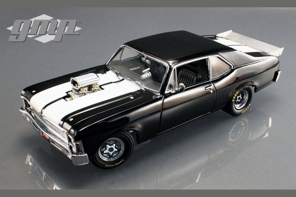 1970 Chevy Nova 1320 Kings Drag Car Black with White Stripes