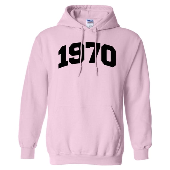 1970 College Style Hoodie Sweatshirt Unisex Small Pink