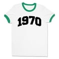 thumbnail image 1 of 1970 College Style Ringer Tee Shirt Unisex X-Large White/Kelly Green, 1 of 5