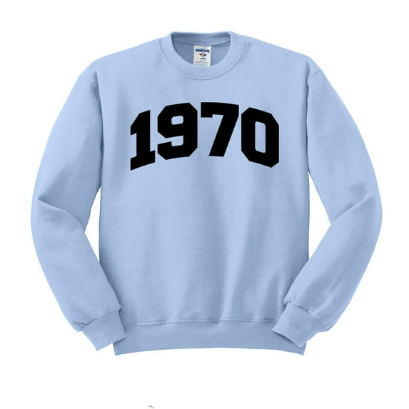 1970 College Style Sweatshirt Unisex Small Light Blue