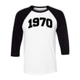 thumbnail image 1 of 1970 College Style Three-Quarter Raglan Sleeve Baseball Shirt Unisex Medium White/Black, 1 of 5