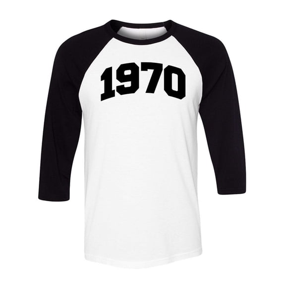 1970 College Style Three-Quarter Raglan Sleeve Baseball Shirt Unisex Medium White/Black