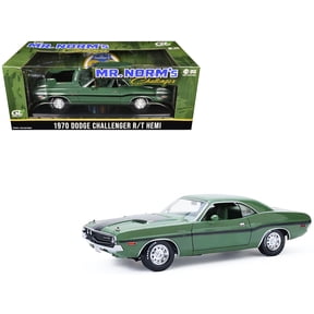 1970 Dodge Challenger R/T Hemi F8 Green with Black and Green Interior 1/18 Diecast Model Car by Greenlight