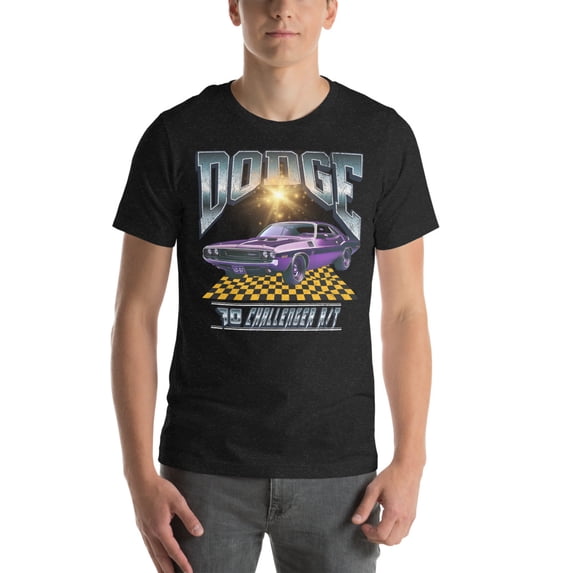 1970 Dodge Challenger R_T | Vintage 70's Era Auto Shirt (Black Heather, XL)