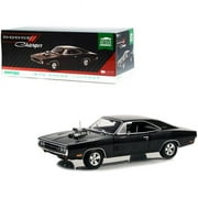 1970 Dodge Charger with Blown Engine Black Artisan Collection Series 1/18 Diecast Model Car by Greenlight