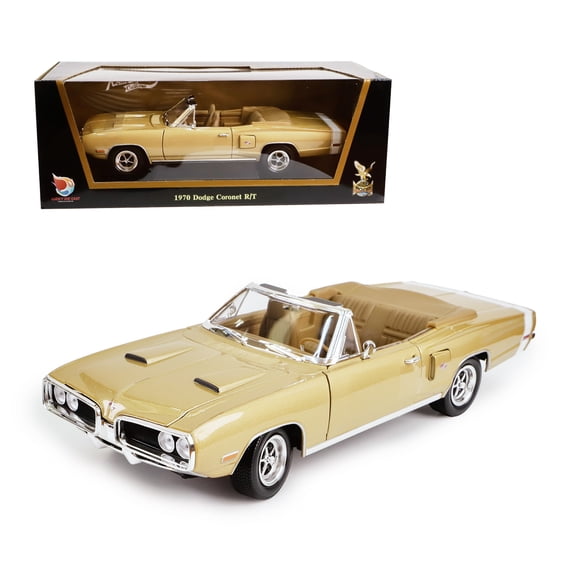 1970 Dodge Coronet R/T 1/18 Diecast Model Car by LUCKY DIE CAST - Opening Hood Doors, 426 HEMI Engine, Display Base, Collectible