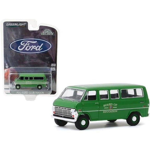 1970 Ford Club Wagon Van Green Board of Education Hobby Exclusive 0.16 4 Diecast Model