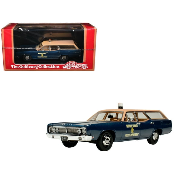 1970 Ford Country Squire Wagon Police Car "Nassau County Police Department" Blue and Tan Limited Edition to 200 pieces Worldwide 1/43 Model Car by Goldvarg Collection