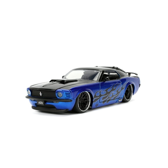 1970 Ford Mustang Boss 429 Hardtop, Candy Blue w/Black Flames - Jada Toys 36154 - 1/24 Scale Diecast Model Car