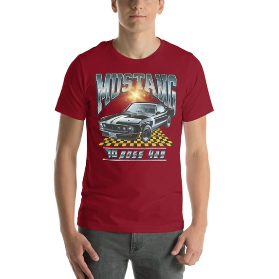 1970 Ford Mustang Boss 429 | Vintage 70's Era Auto Shirt (Cardinal, M)