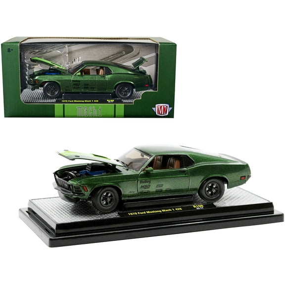 1970 Ford Mustang Mach 1 428 Green Metallic with Light Green Hood Limited Ed to 6550 pcs 1/24 Diecast Model Cars by M2 Machines