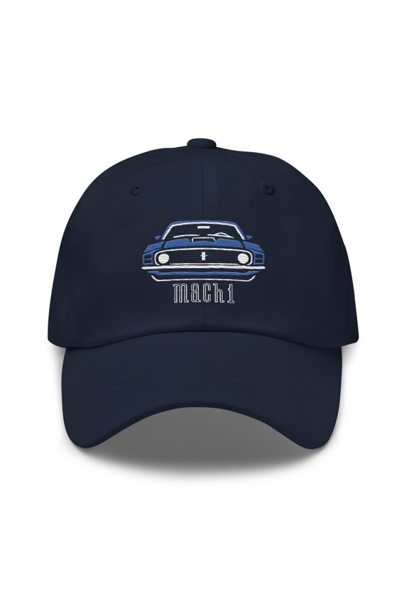 1970 Grabber Blue Mach 1 dad hat for Stang Owners Classic Muscle Car Enthusiasts caps (Navy)