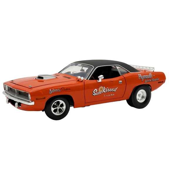 1970 Plymouth HEMI Cuda Vitamin C Orange with Black Vinyl Top Limited Edition to 444 pieces 1/18 Diecast Model Car by ACME