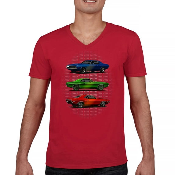 1970 Road Legends Muscle Car Men's V-Neck T-shirt American Vintage Classic