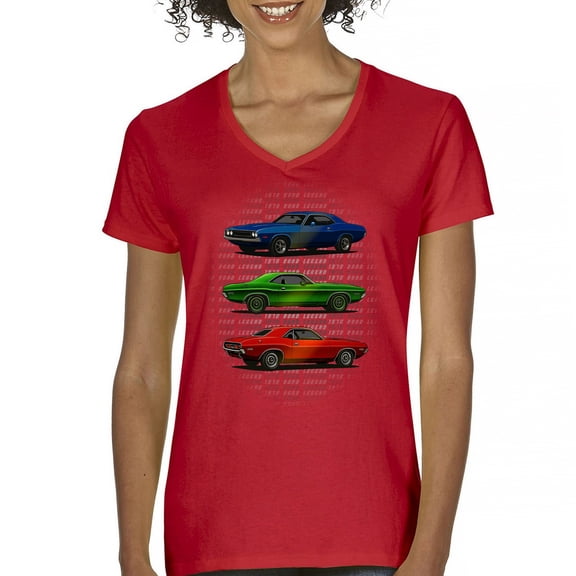 1970 Road Legends Muscle Car Women's V-Neck T-shirt American Vintage Classic