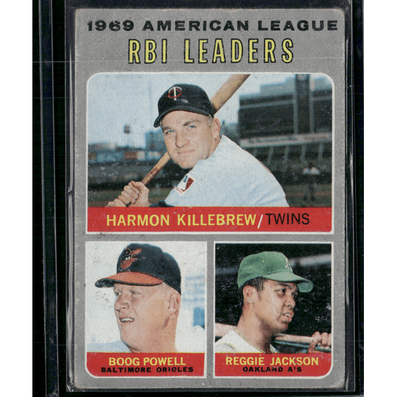 1970 Topps AL RBI Leaders #64 Harmon Killebrew Boog Powell Reggie Jackson Baseball Card