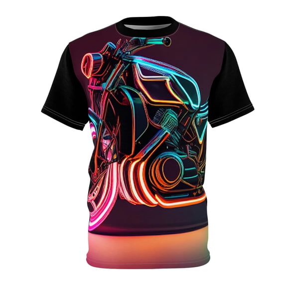 1970's Retro Neon Lights Classic Motorcycle: S-3XL T-Shirt