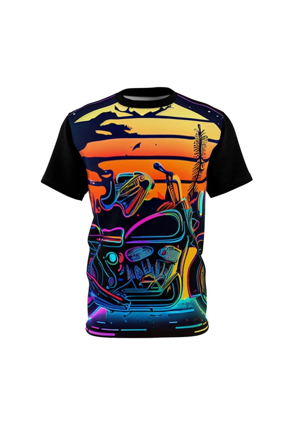 1970's Retro Neon Lights Classic Motorcycle T-Shirt (S-3XL)