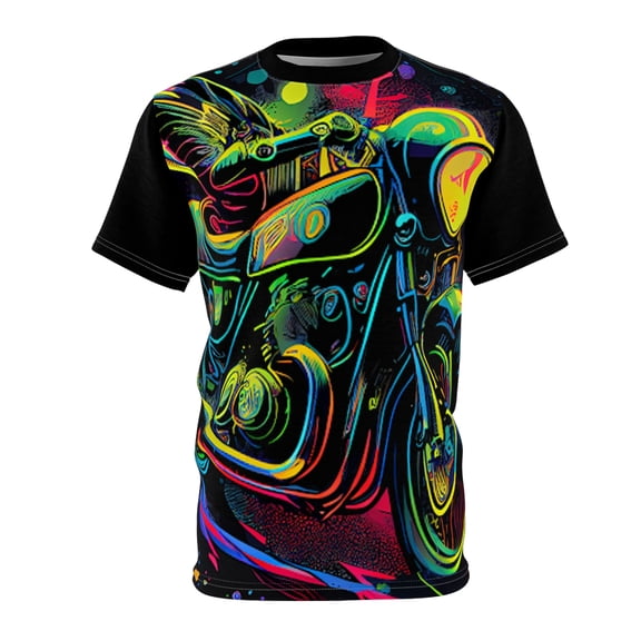 1970's Retro Neon Lights Classic Motorcycle: The S-3XL T-Shirt