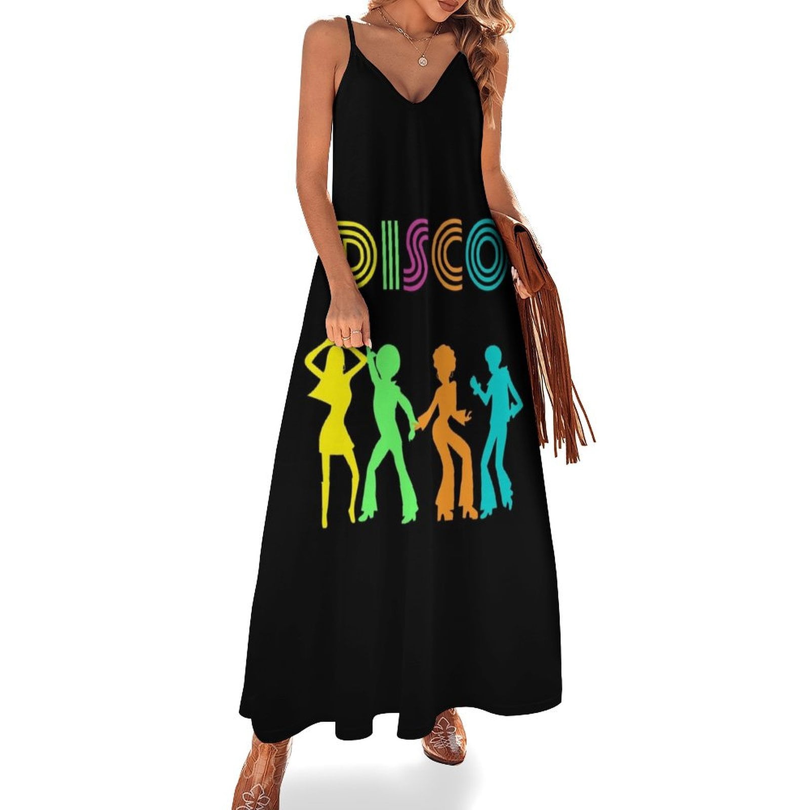 1970's Style Disco Dancers Dancing Retro Design Sleeveless Dress dress  dresses summer Dress - Walmart.com