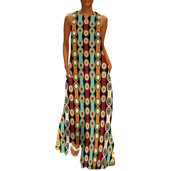 1970's Style Retro Bohemian Sevties Vintage Pattern Long Dress Wom's dresses prom dress02 Dress