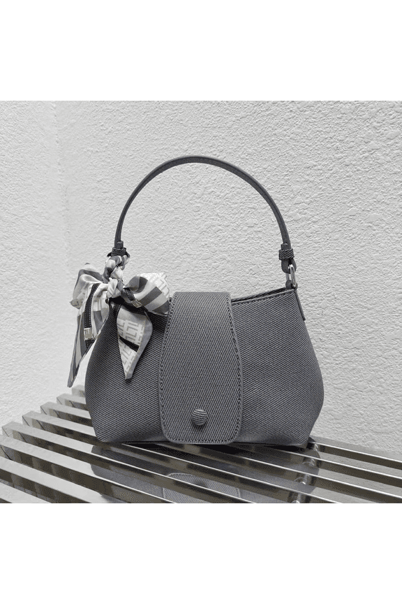 Women's Fabric Bow Top Handle Handbag,dark blue