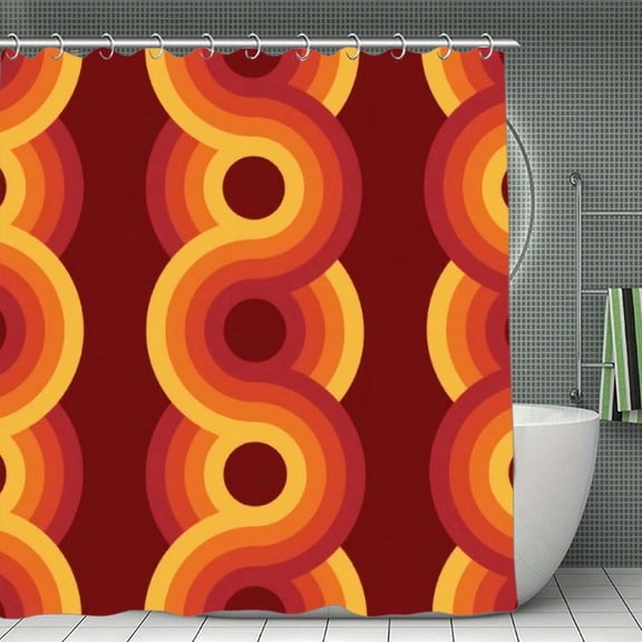 1970S Geometric Vintage 50S Textures Retro Repeat 60S 1960S Shower Curtain,Washable Waterproof Bathroom Shower Curtain Set With Hooks,71x71 Inch