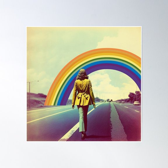 1970S Rainbow Woman Poster Wall Art, Modern Wall Decor, 12x18 UNFRAMED