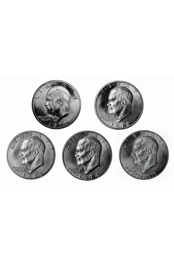 1971-1976 S Eisenhower Dollar BU 40% Silver - 5 Coin Set