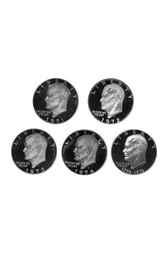 1971-1976 S Eisenhower Dollar Deep Cameo Proof 40% Silver - 5 Coin Run
