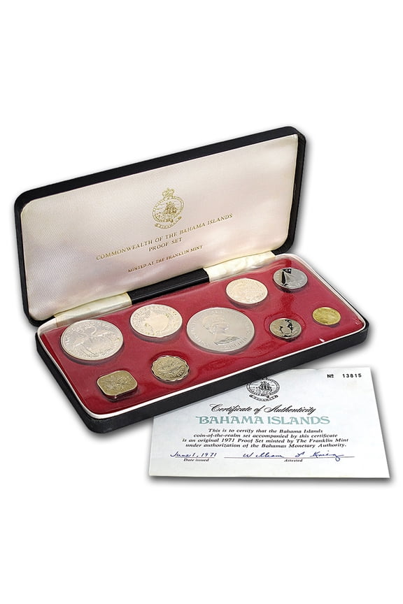 1971 Bahamas 9-Coin Proof Set (w/Box & COA)