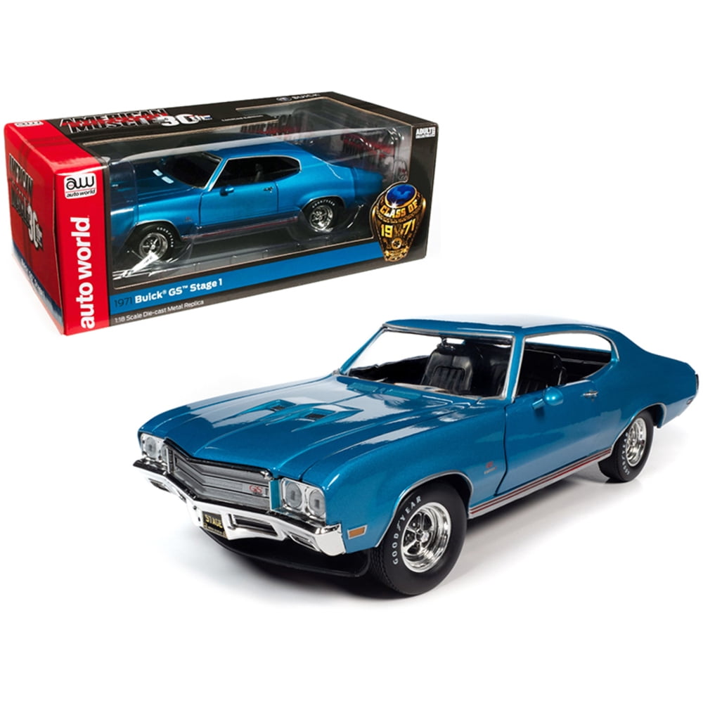 Miniature Auto World 1:18 – Buick GS Stage 1 1971 – Bleu Métallisé – Neuve