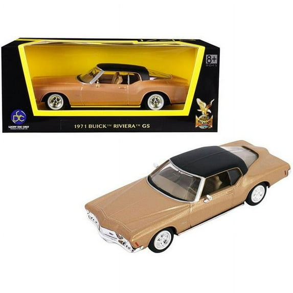 1971 Buick Riviera GS Gold with Black Top 1/43 Diecast Model Car by Road Signature
